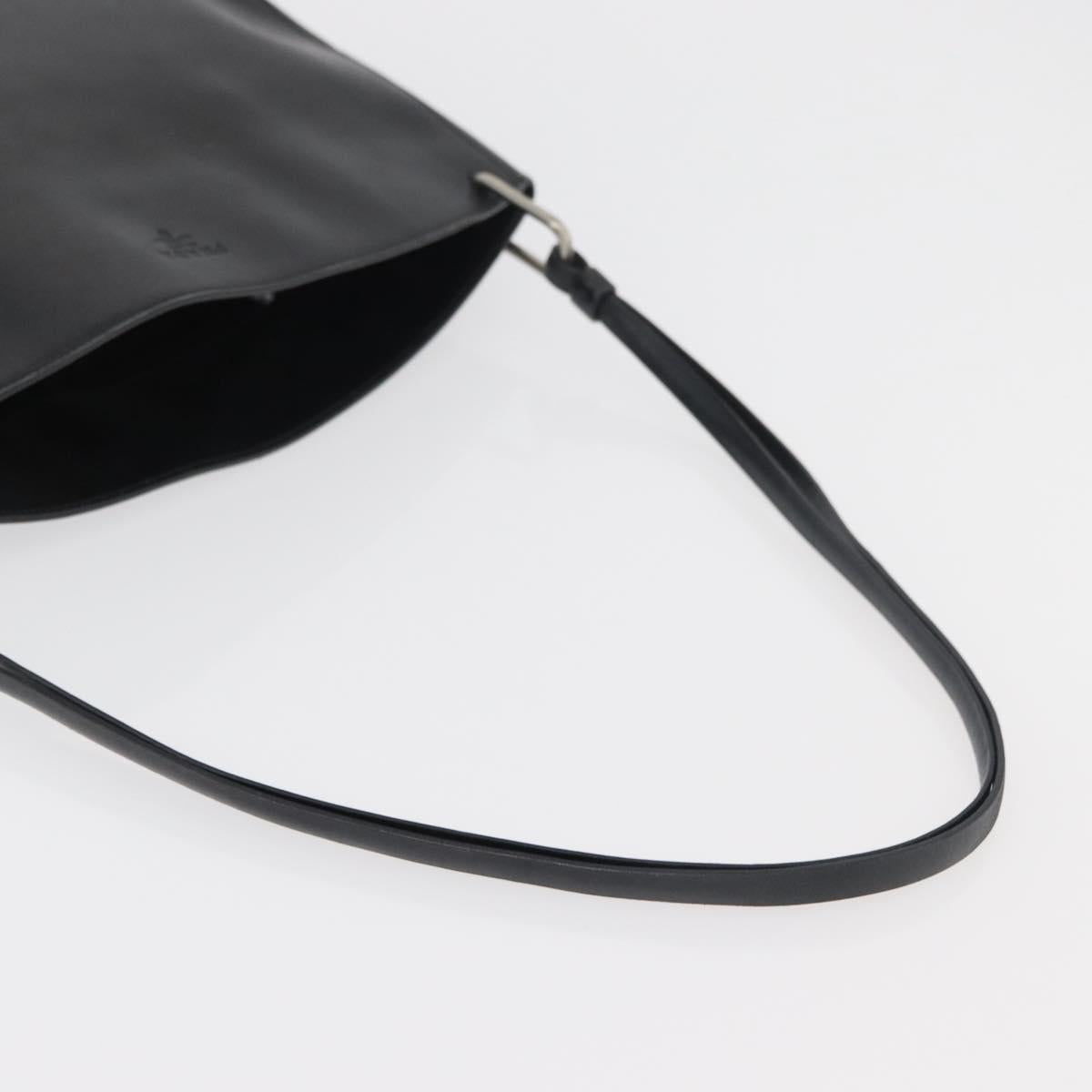 PRADA Shoulder Bag Leather Black Silver Auth 153057