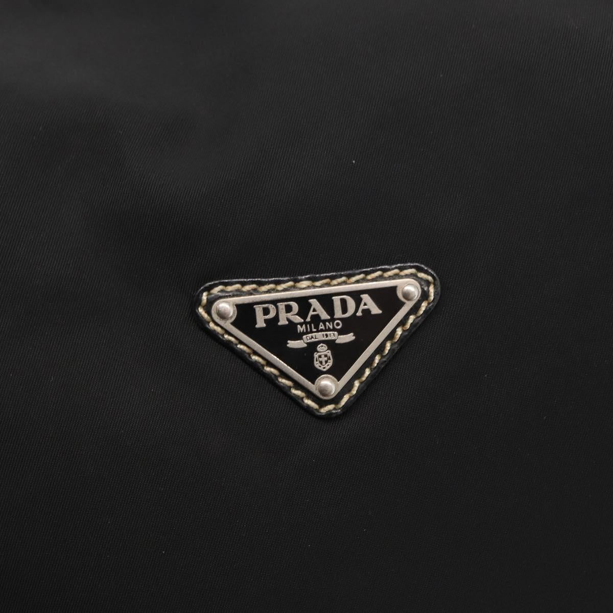 PRADA Shoulder Bag Nylon Black Silver Auth 153058