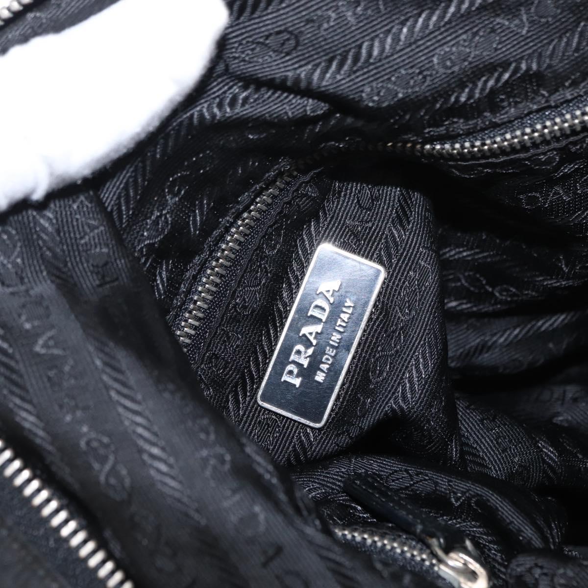PRADA Shoulder Bag Nylon Black Silver Auth 153058