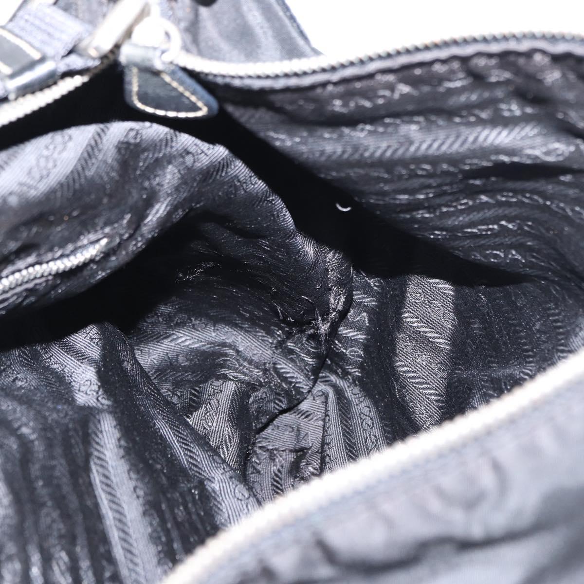 PRADA Shoulder Bag Nylon Black Silver Auth 153058