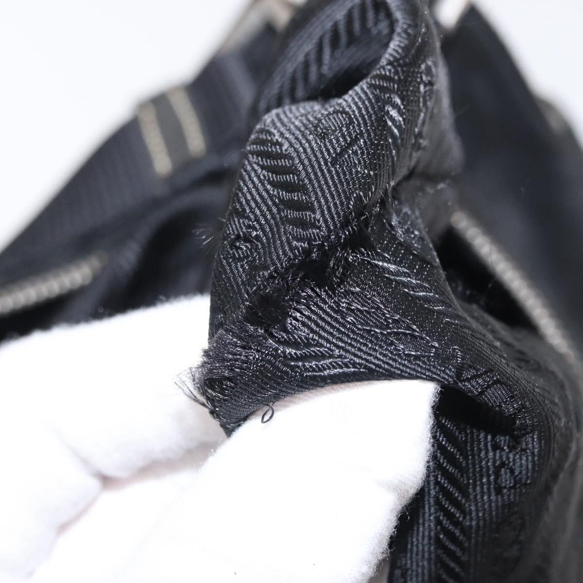 PRADA Shoulder Bag Nylon Black Silver Auth 153058
