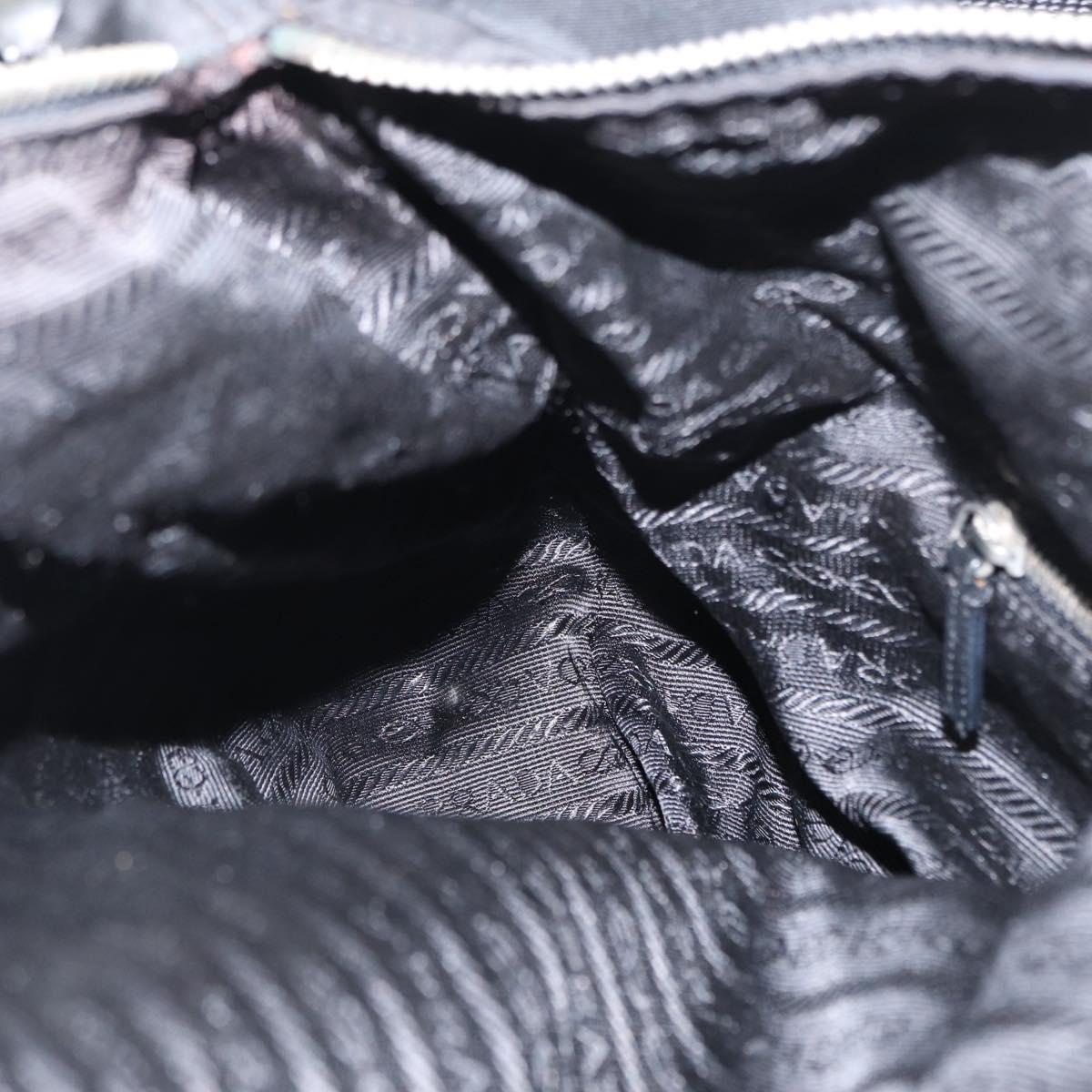 PRADA Shoulder Bag Nylon Black Silver Auth 153058
