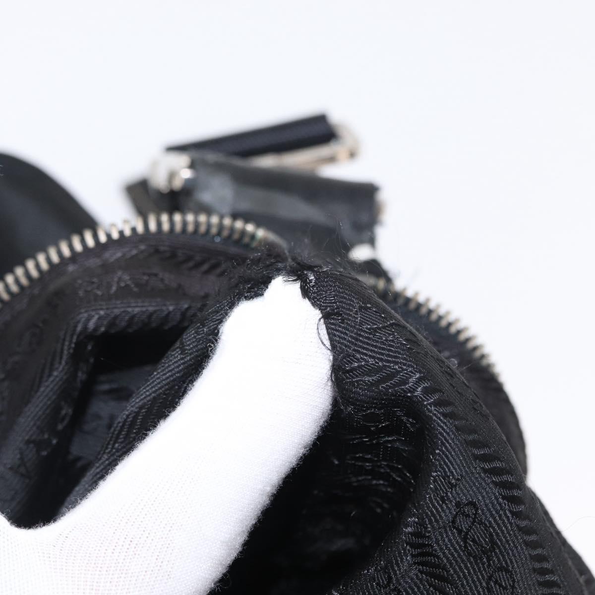 PRADA Shoulder Bag Nylon Black Silver Auth 153058