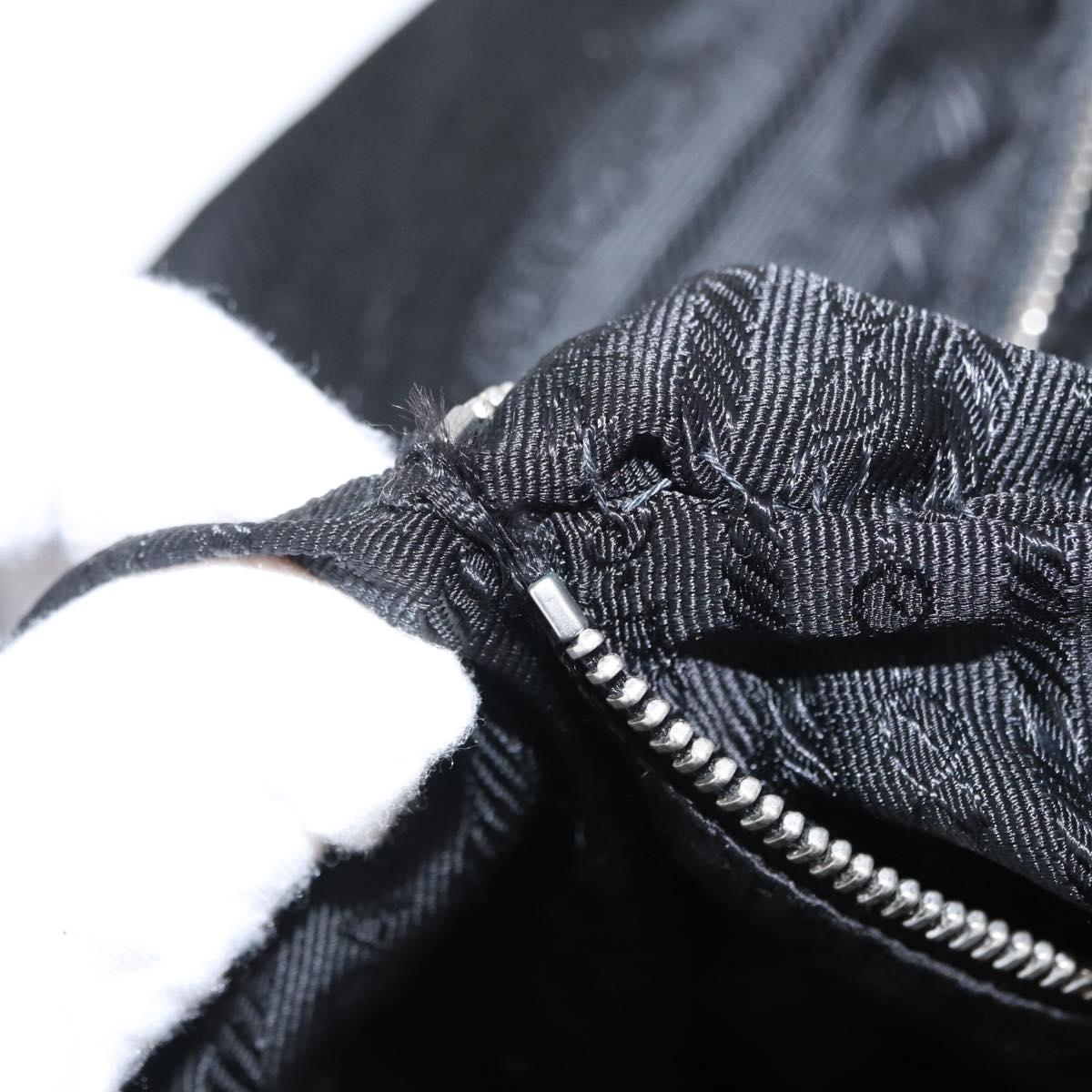 PRADA Shoulder Bag Nylon Black Silver Auth 153058