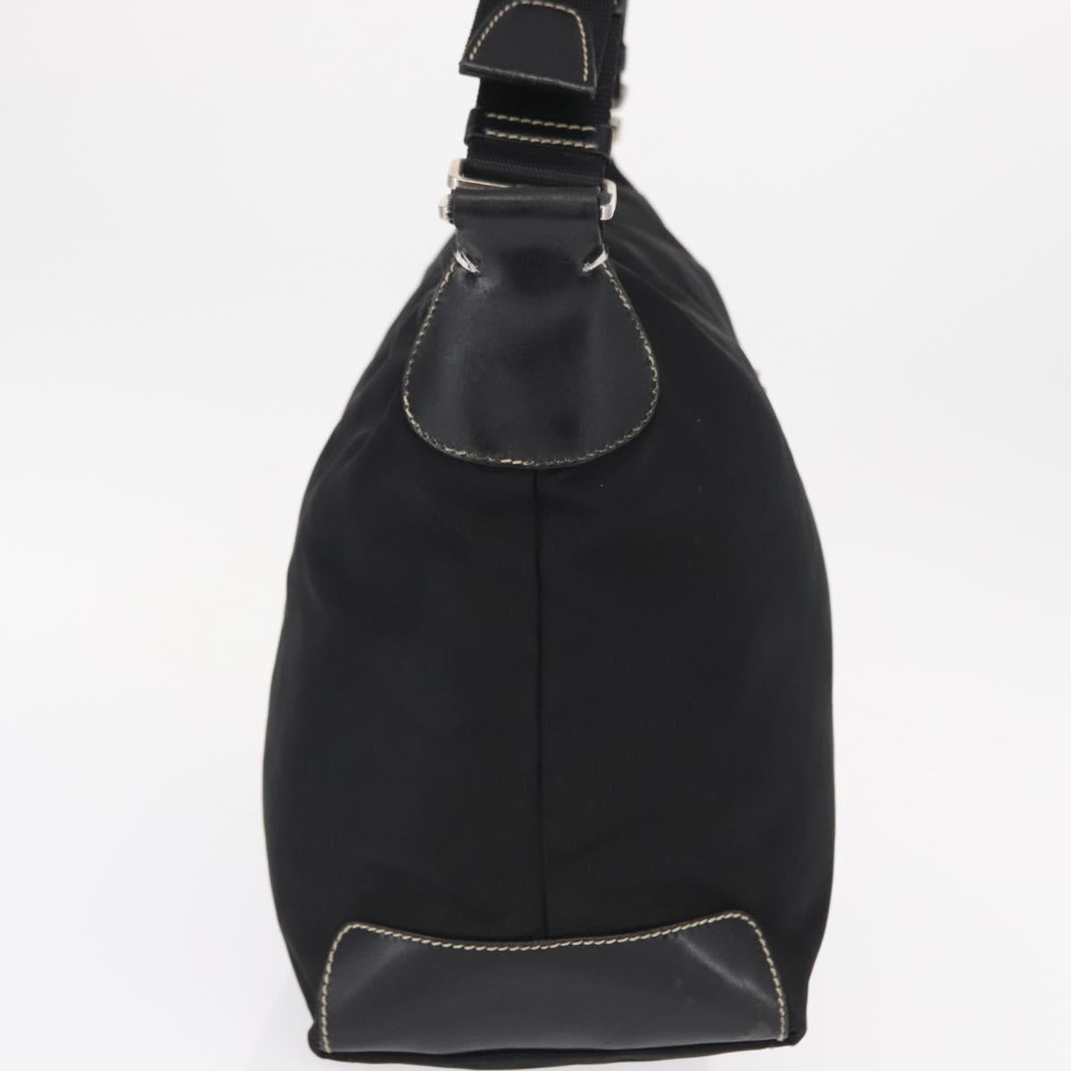 PRADA Shoulder Bag Nylon Black Silver Auth 153058