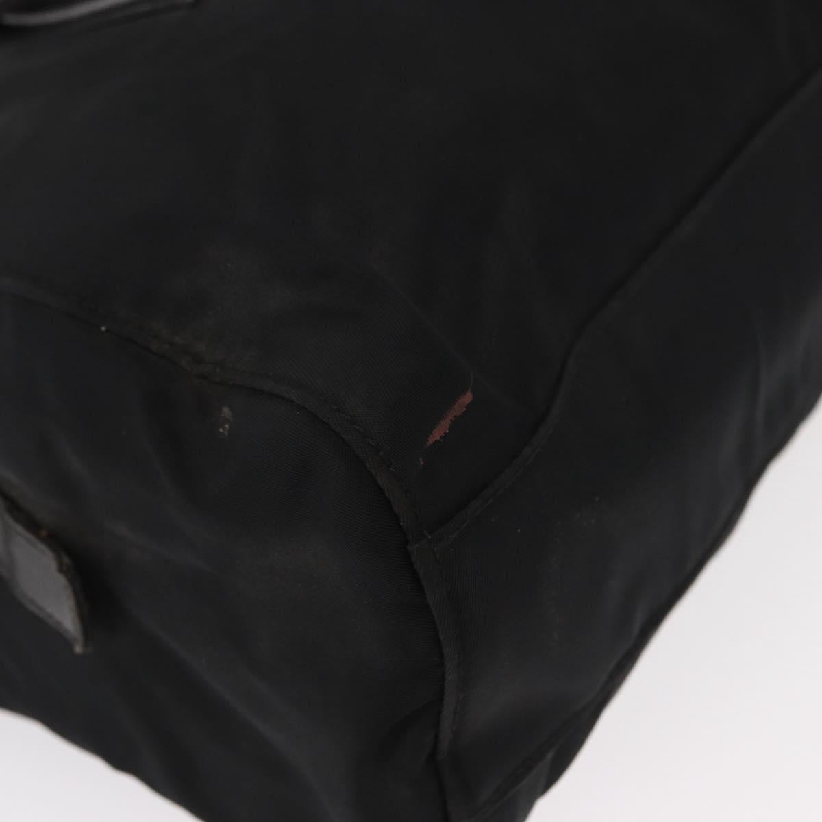 PRADA Chain Shoulder Bag Nylon Black Silver Auth 153059