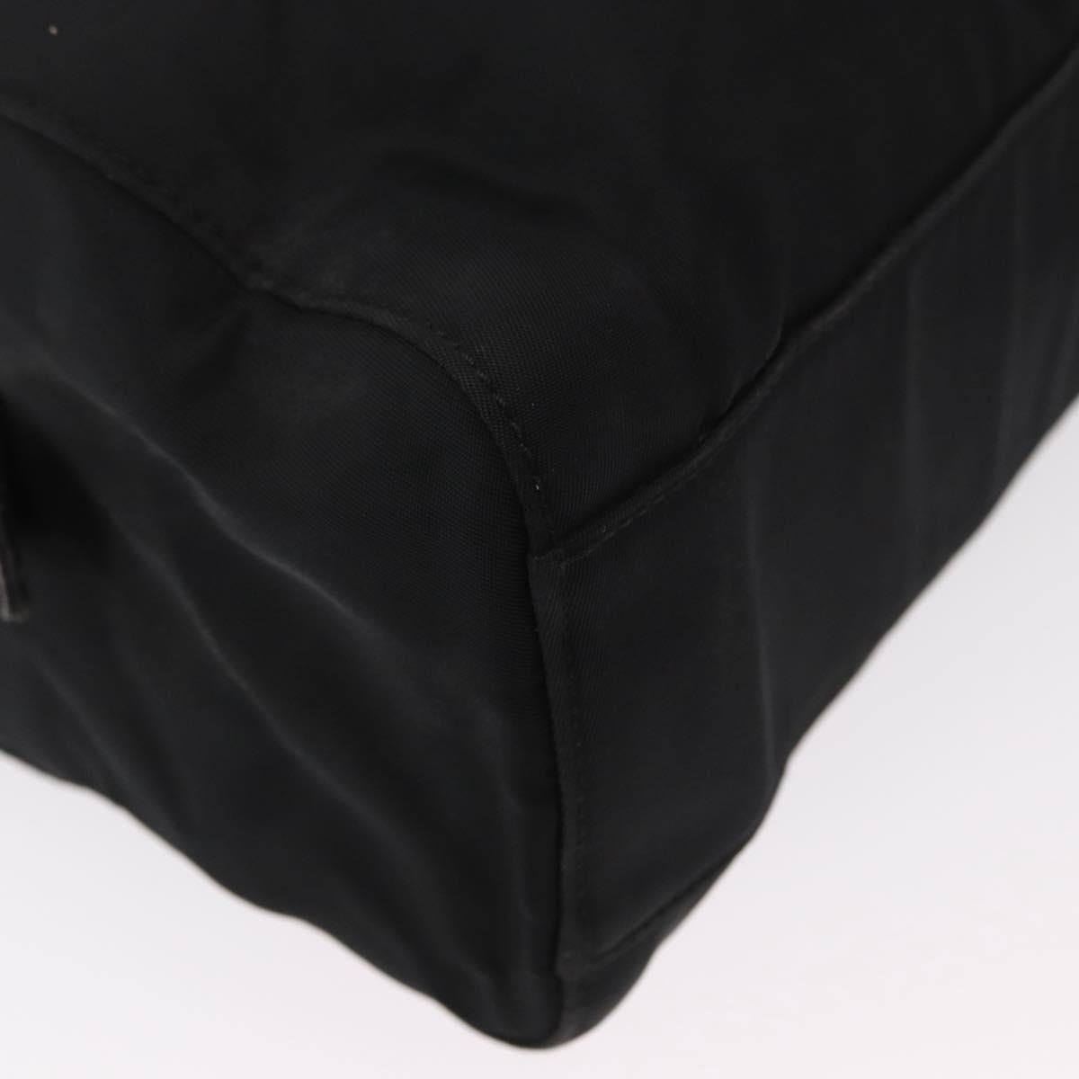 PRADA Chain Shoulder Bag Nylon Black Silver Auth 153059