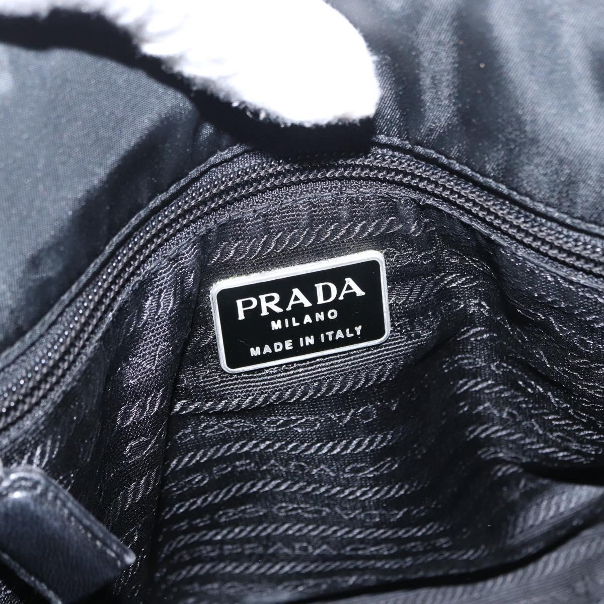 PRADA Chain Shoulder Bag Nylon Black Silver Auth 153059