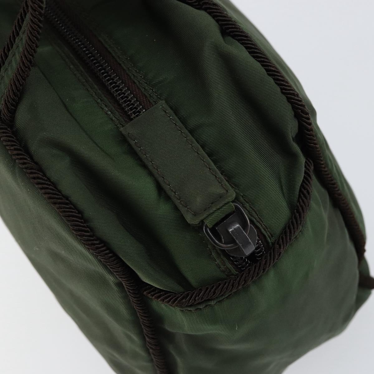 PRADA Hand Bag Nylon Green Auth 153060