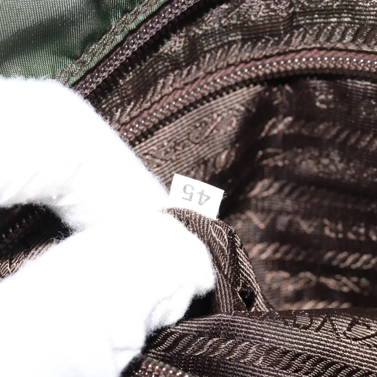 PRADA Hand Bag Nylon Green Auth 153060
