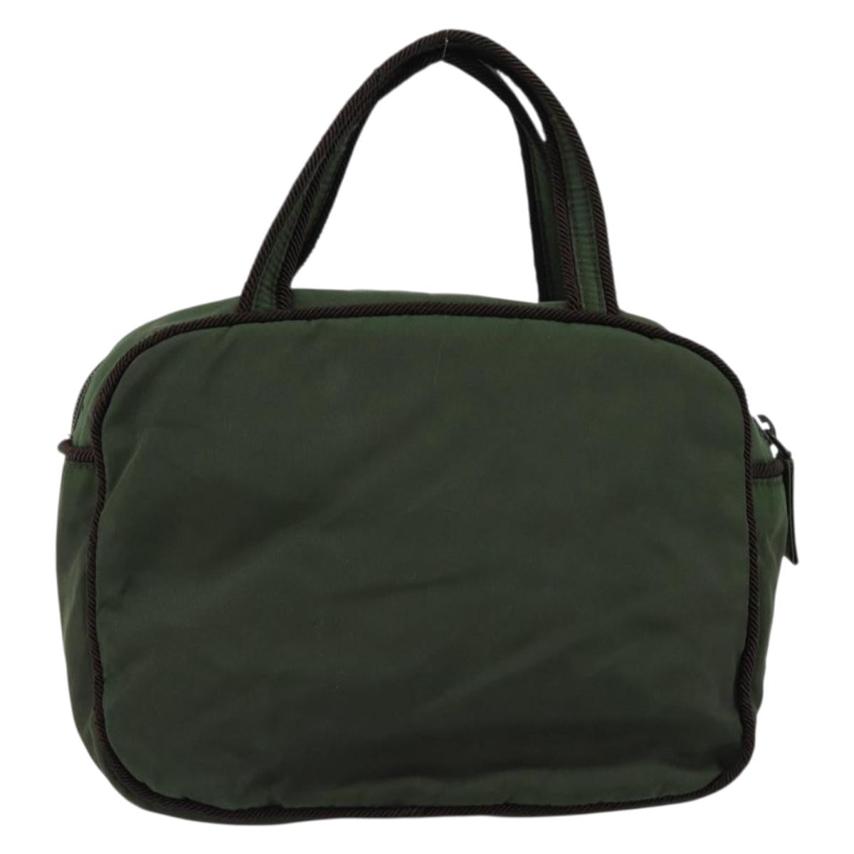PRADA Hand Bag Nylon Green Auth 153060