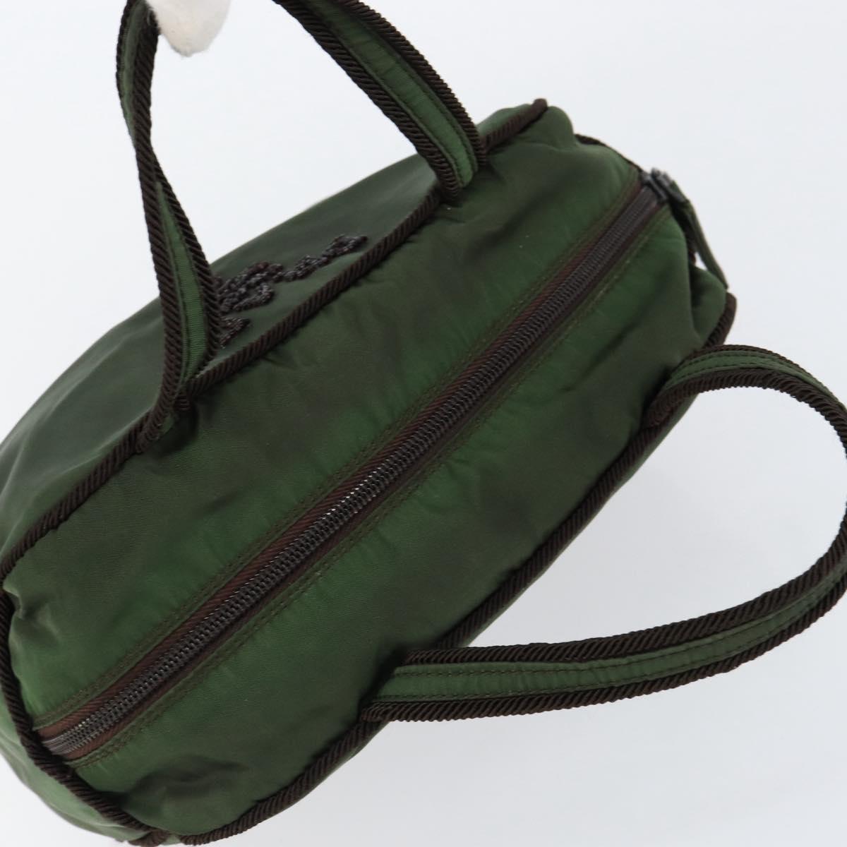 PRADA Hand Bag Nylon Green Auth 153060