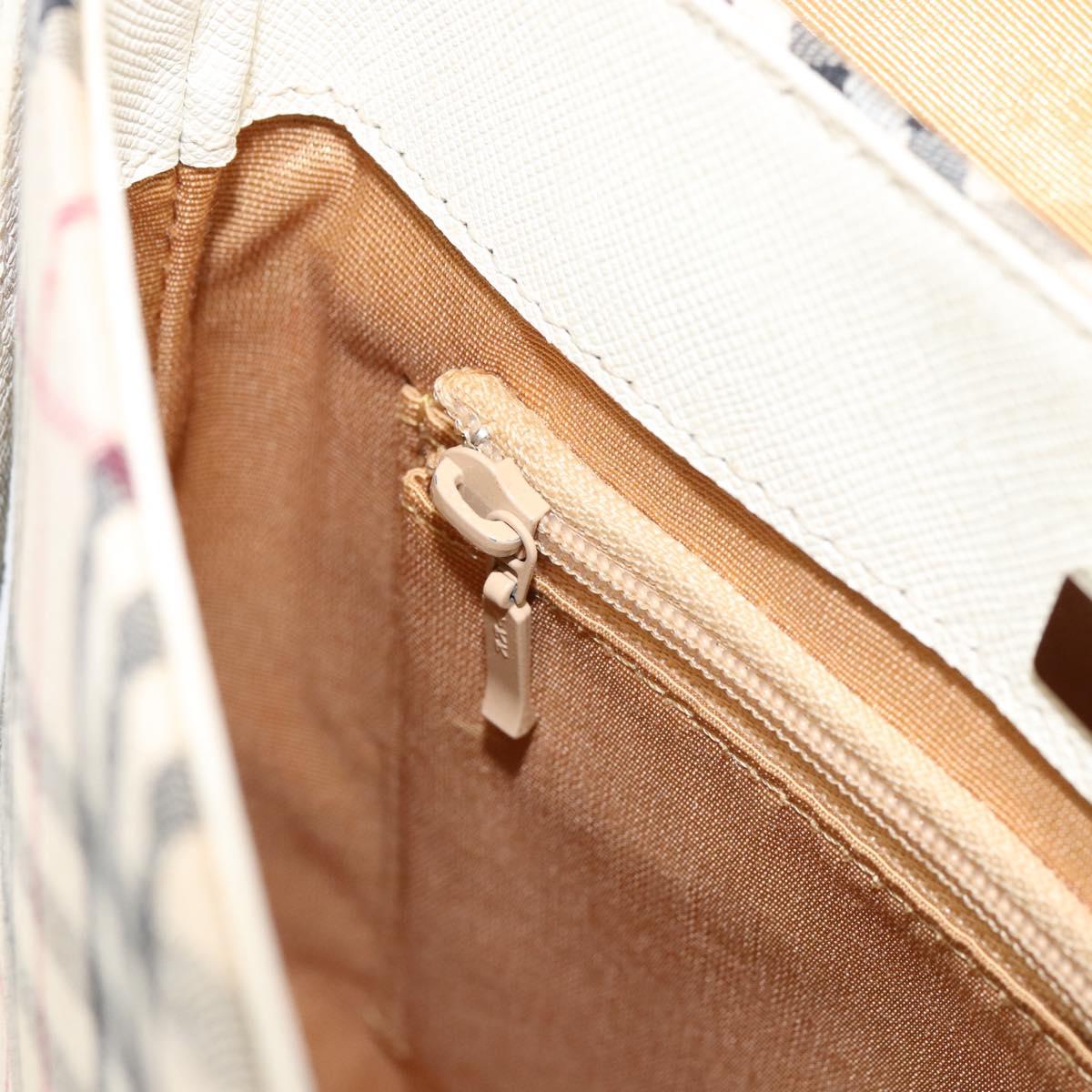 BURBERRY Nova Check Shoulder Bag Canvas White Silver Auth 153062