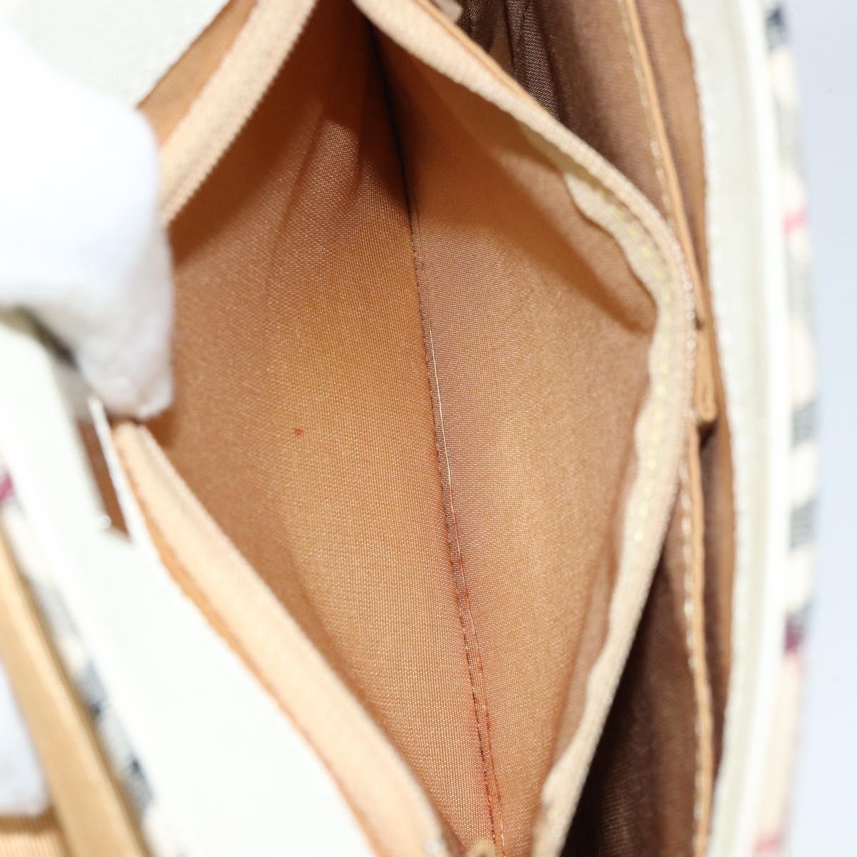 BURBERRY Nova Check Shoulder Bag Canvas White Silver Auth 153062