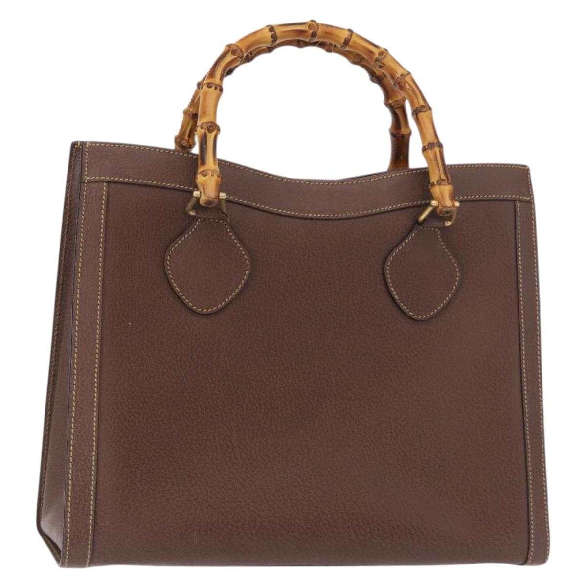 GUCCI Bamboo Tote Bag Leather Brown Gold 002 2853 0260 0 Auth 153064