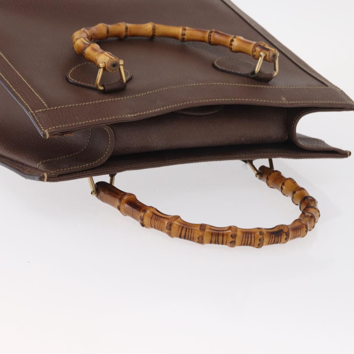 GUCCI Bamboo Tote Bag Leather Brown Gold 002 2853 0260 0 Auth 153064