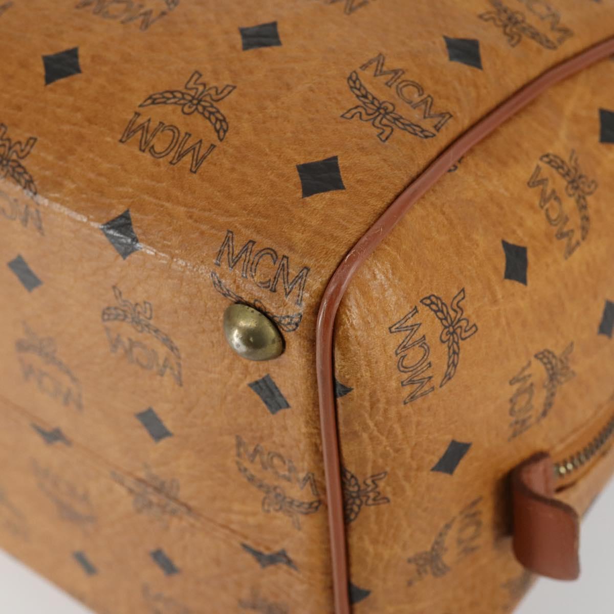 MCM Logogram Vicetos Boston Bag PVC Leather Brown Gold Auth 153065