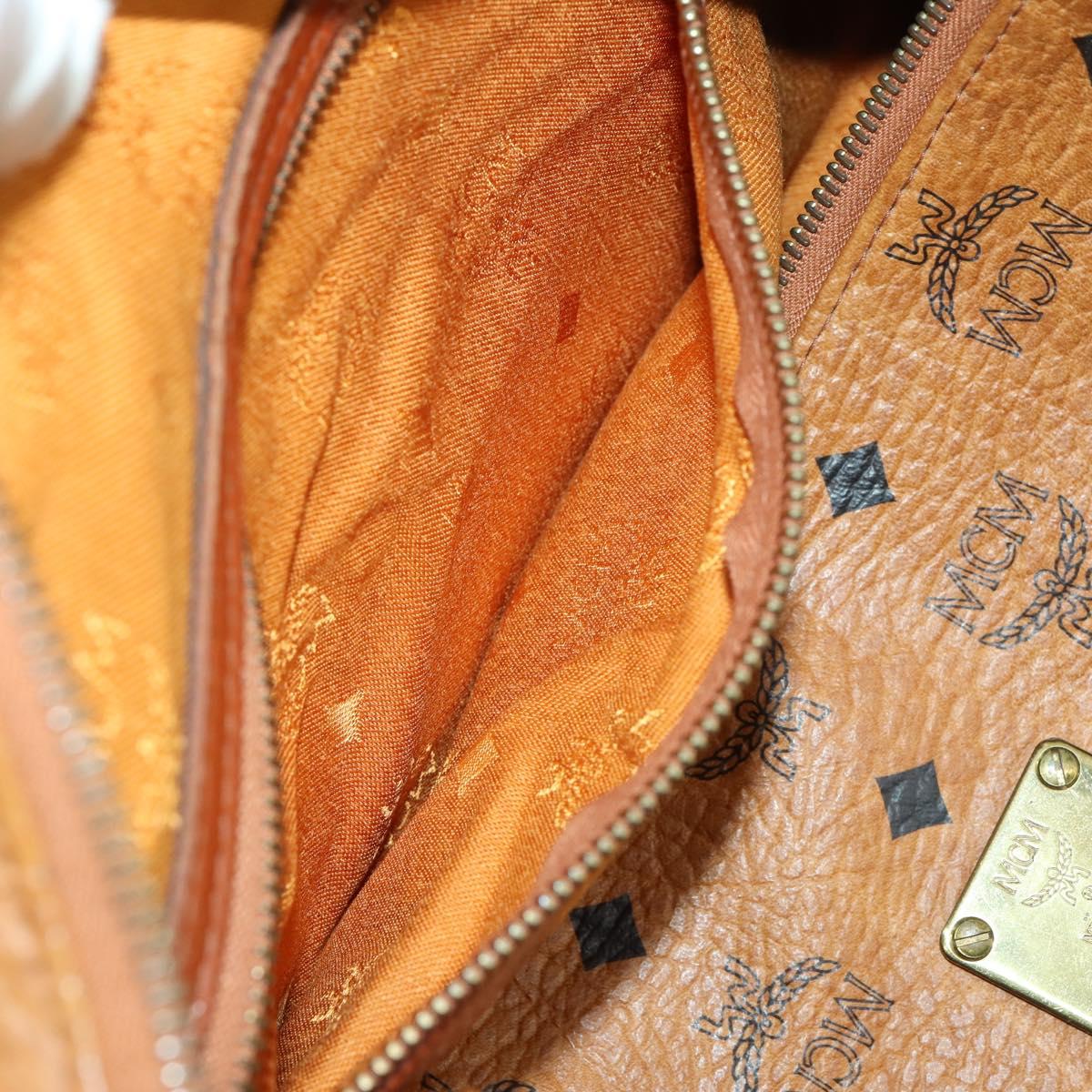 MCM Logogram Vicetos Boston Bag PVC Leather Brown Gold Auth 153065