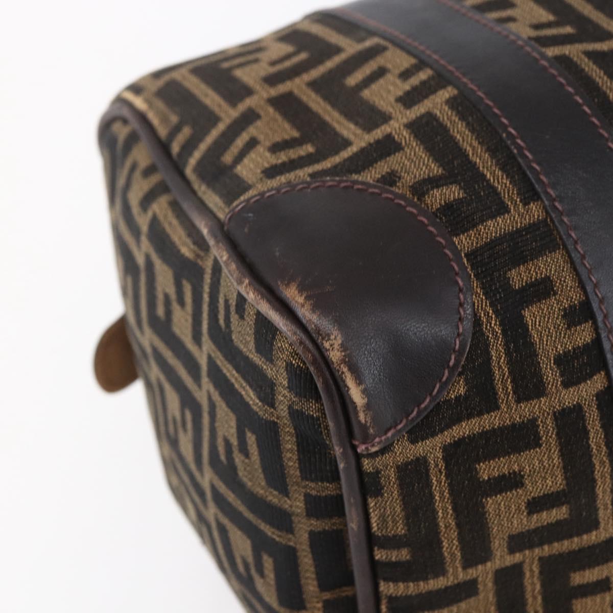 FENDI Zucca Canvas Hand Bag Vintage Black Brown Auth 153066