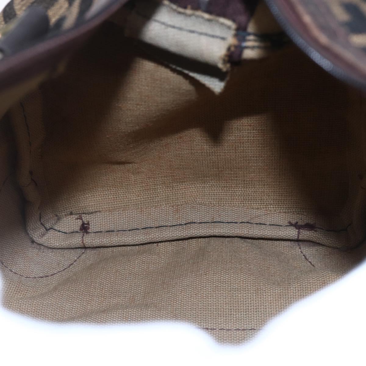 FENDI Zucca Canvas Hand Bag Vintage Black Brown Auth 153066