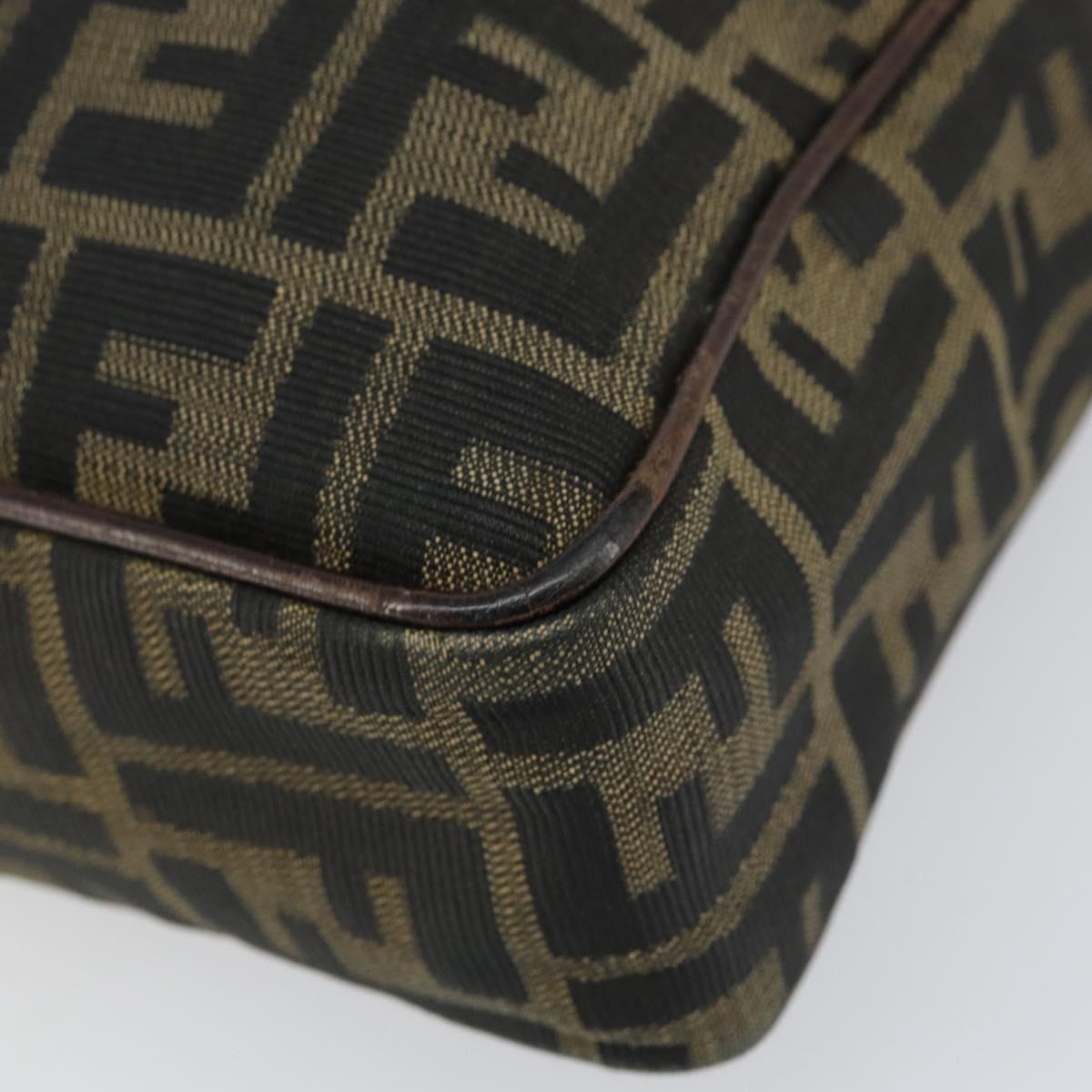 FENDI Zucca Canvas Hand Bag Black Brown Auth 153067
