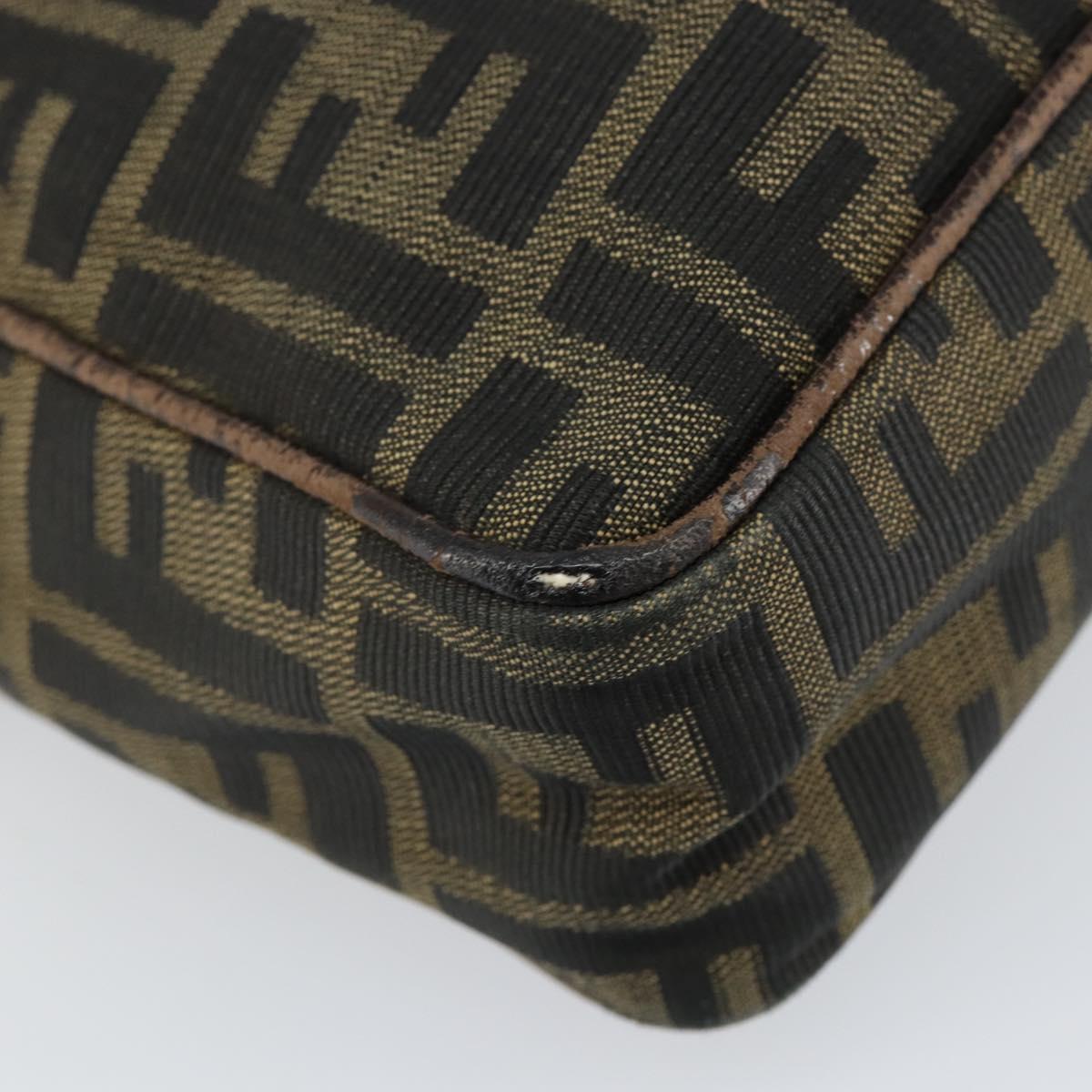 FENDI Zucca Canvas Hand Bag Black Brown Auth 153067