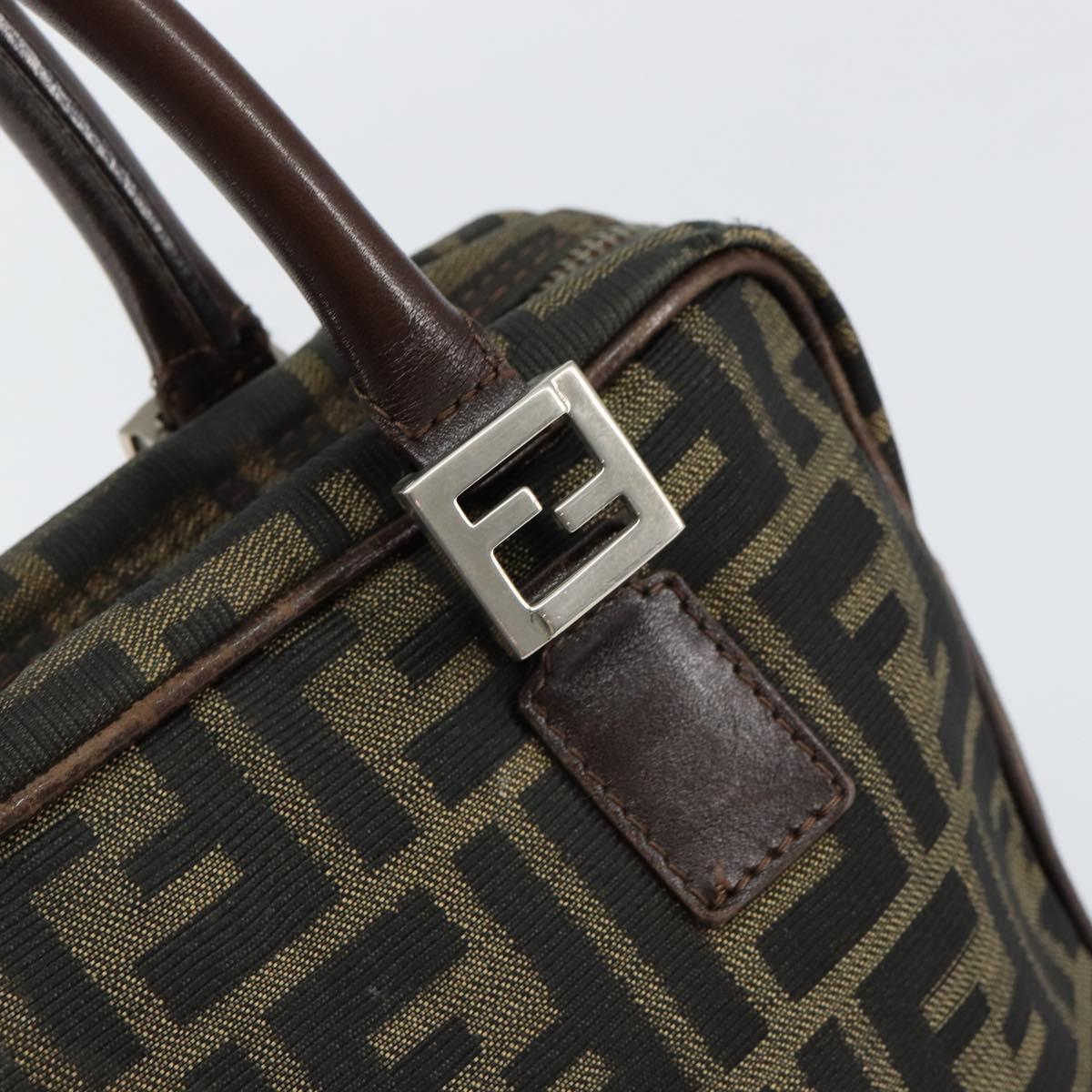 FENDI Zucca Canvas Hand Bag Black Brown Auth 153067