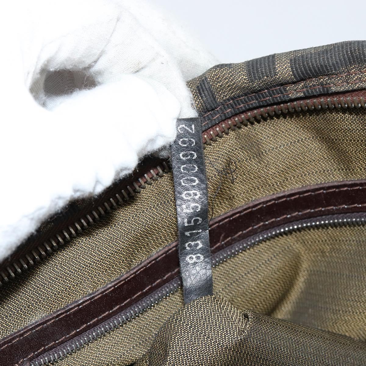 FENDI Zucca Canvas Hand Bag Black Brown Auth 153067