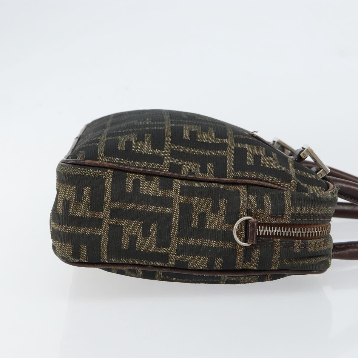 FENDI Zucca Canvas Hand Bag Black Brown Auth 153067