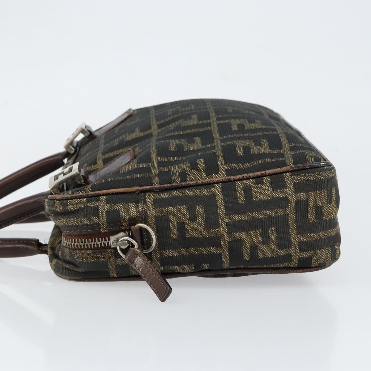 FENDI Zucca Canvas Hand Bag Black Brown Auth 153067