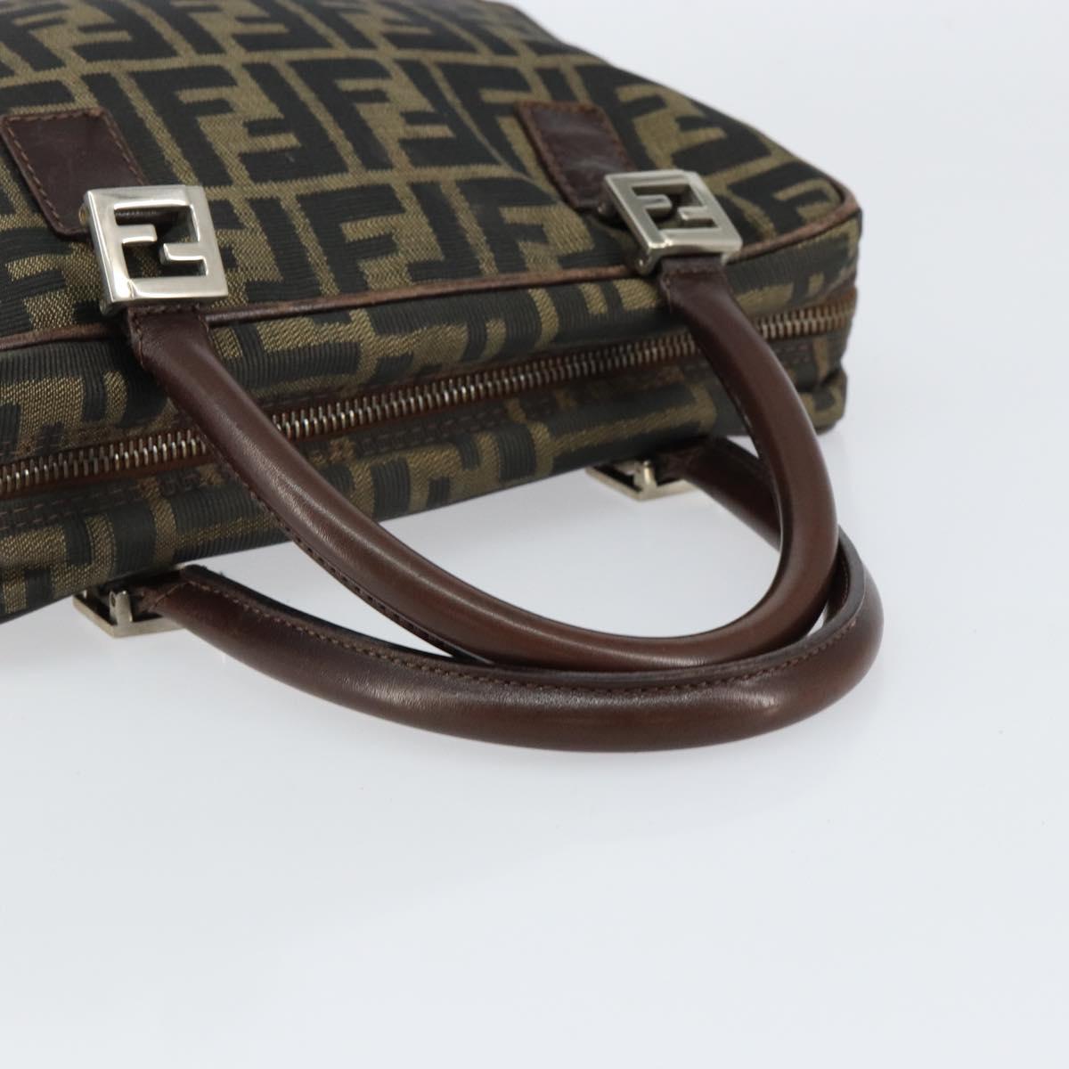 FENDI Zucca Canvas Hand Bag Black Brown Auth 153067