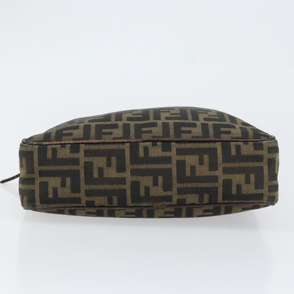 FENDI Zucca Canvas Hand Bag Black Brown Auth 153067