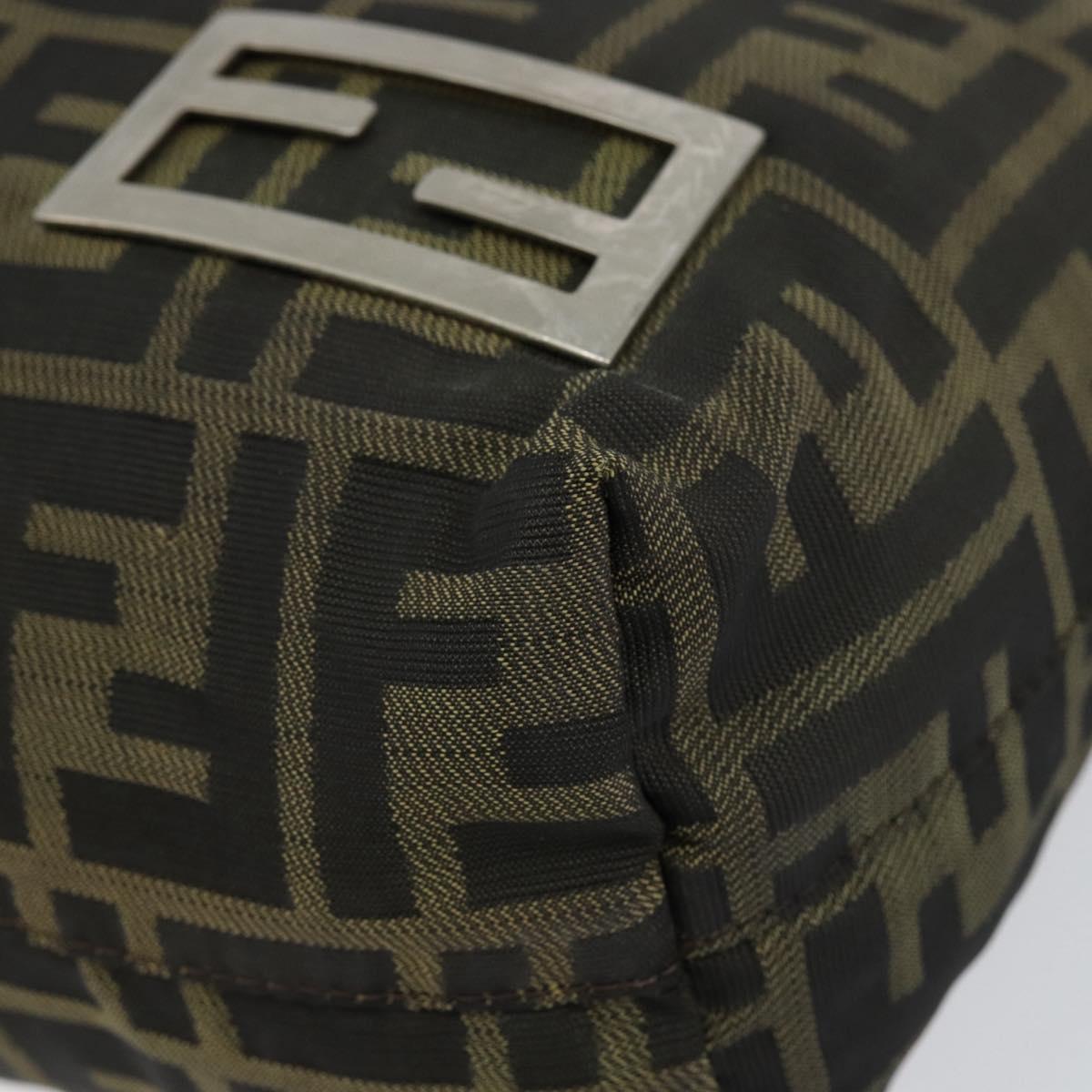 FENDI Zucca Canvas Hand Bag Brown Silver Auth 153068