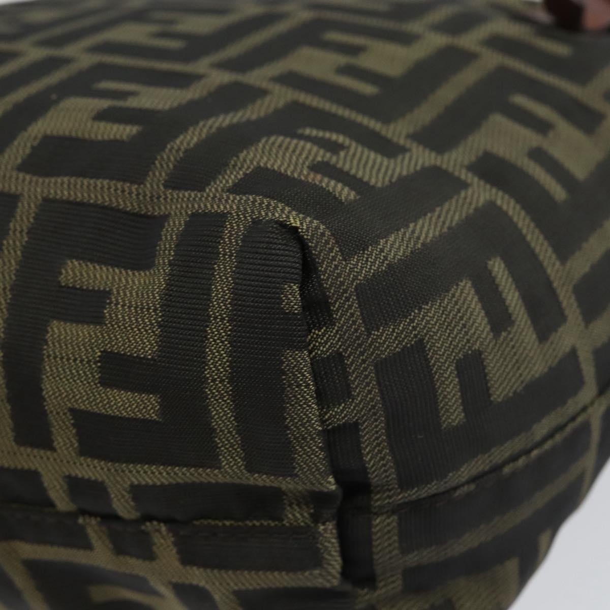 FENDI Zucca Canvas Hand Bag Brown Silver Auth 153068