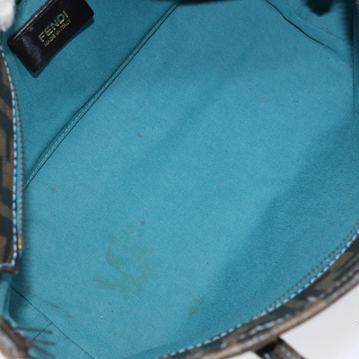 FENDI Zucca Canvas Punching Hand Bag Black Brown Auth 153069