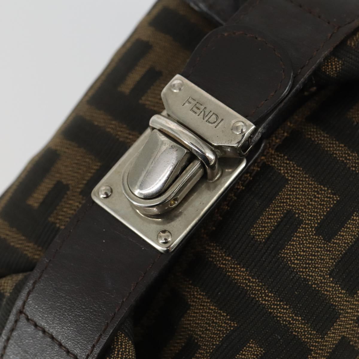 FENDI Zucca Canvas Pouch Hand Bag Black Brown Auth 153070