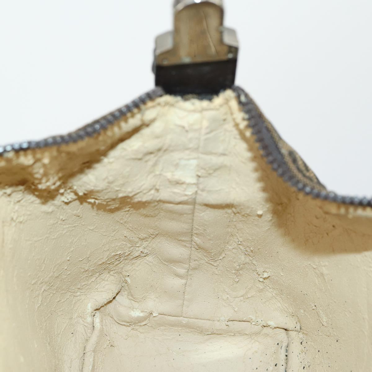 FENDI Zucca Canvas Pouch Hand Bag Black Brown Auth 153070