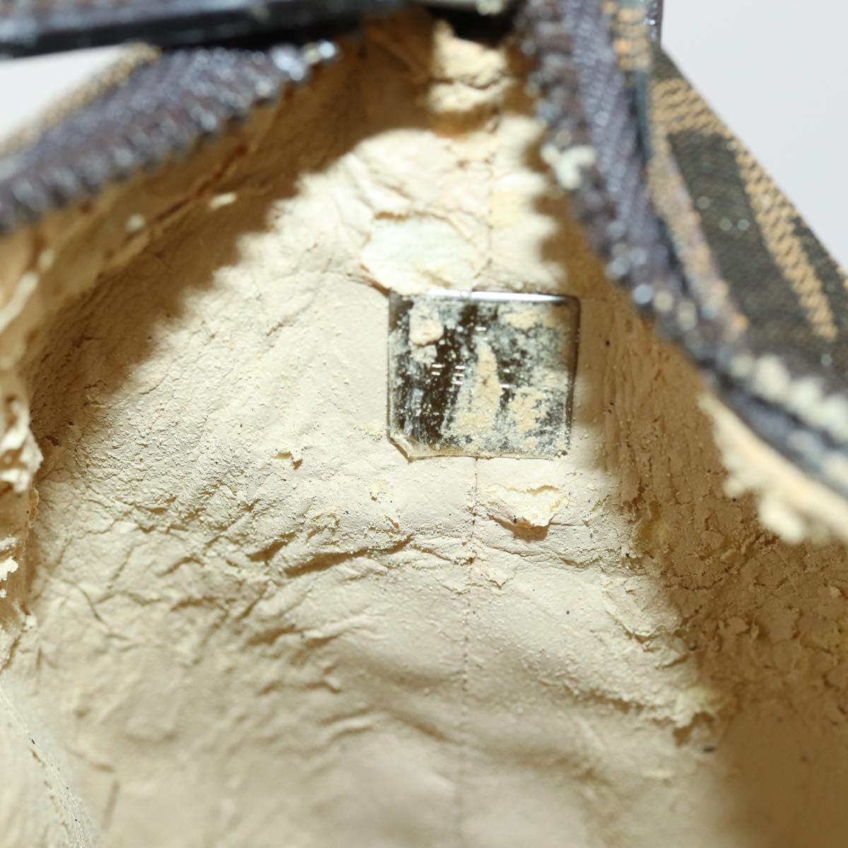 FENDI Zucca Canvas Pouch Hand Bag Black Brown Auth 153070