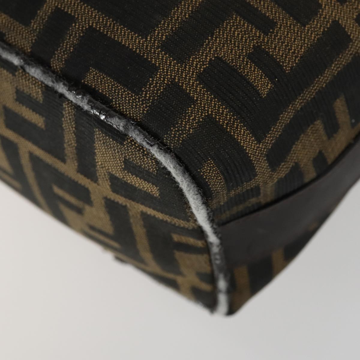 FENDI Zucca Canvas Pouch Hand Bag Black Brown Auth 153070