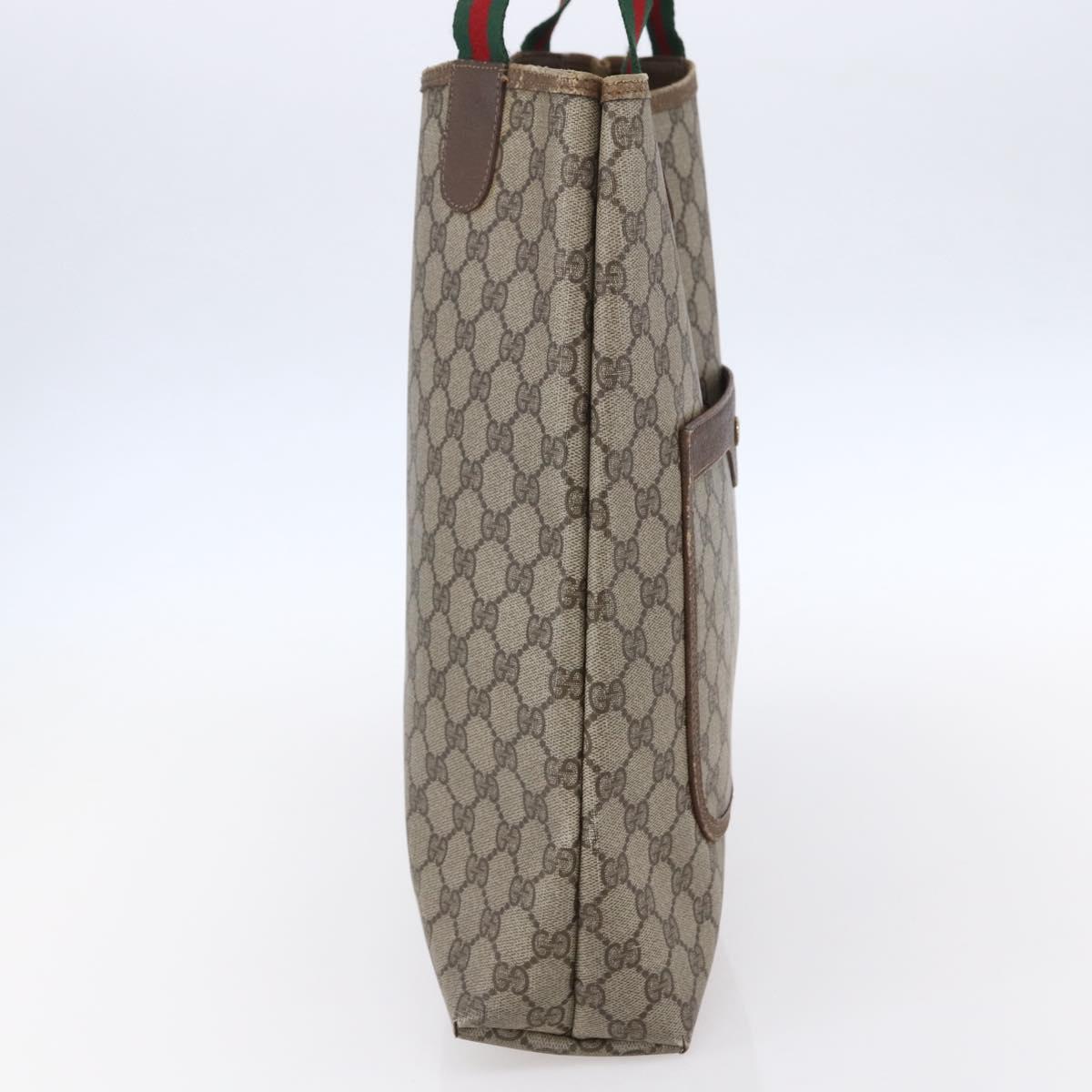 GUCCI GG Supreme Web Sherry Line Tote Bag PVC Beige Red 39 02 003 Auth 153071