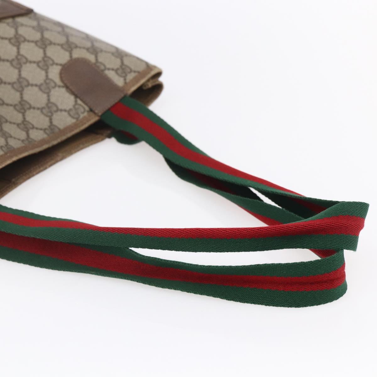 GUCCI GG Supreme Web Sherry Line Tote Bag PVC Beige Red 39 02 003 Auth 153071
