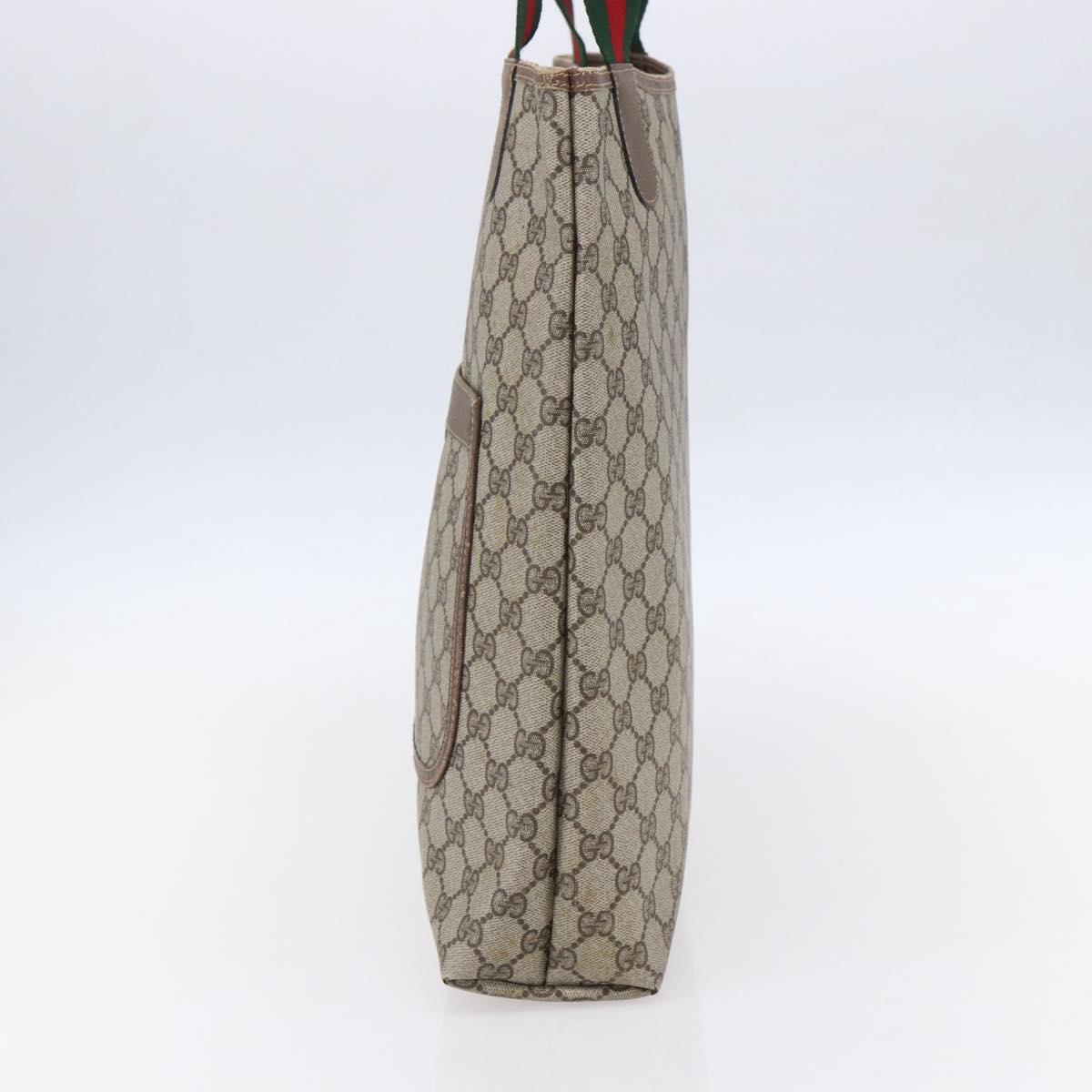 GUCCI GG Supreme Web Sherry Line Tote Bag PVC Beige Red 39 02 003 Auth 153072