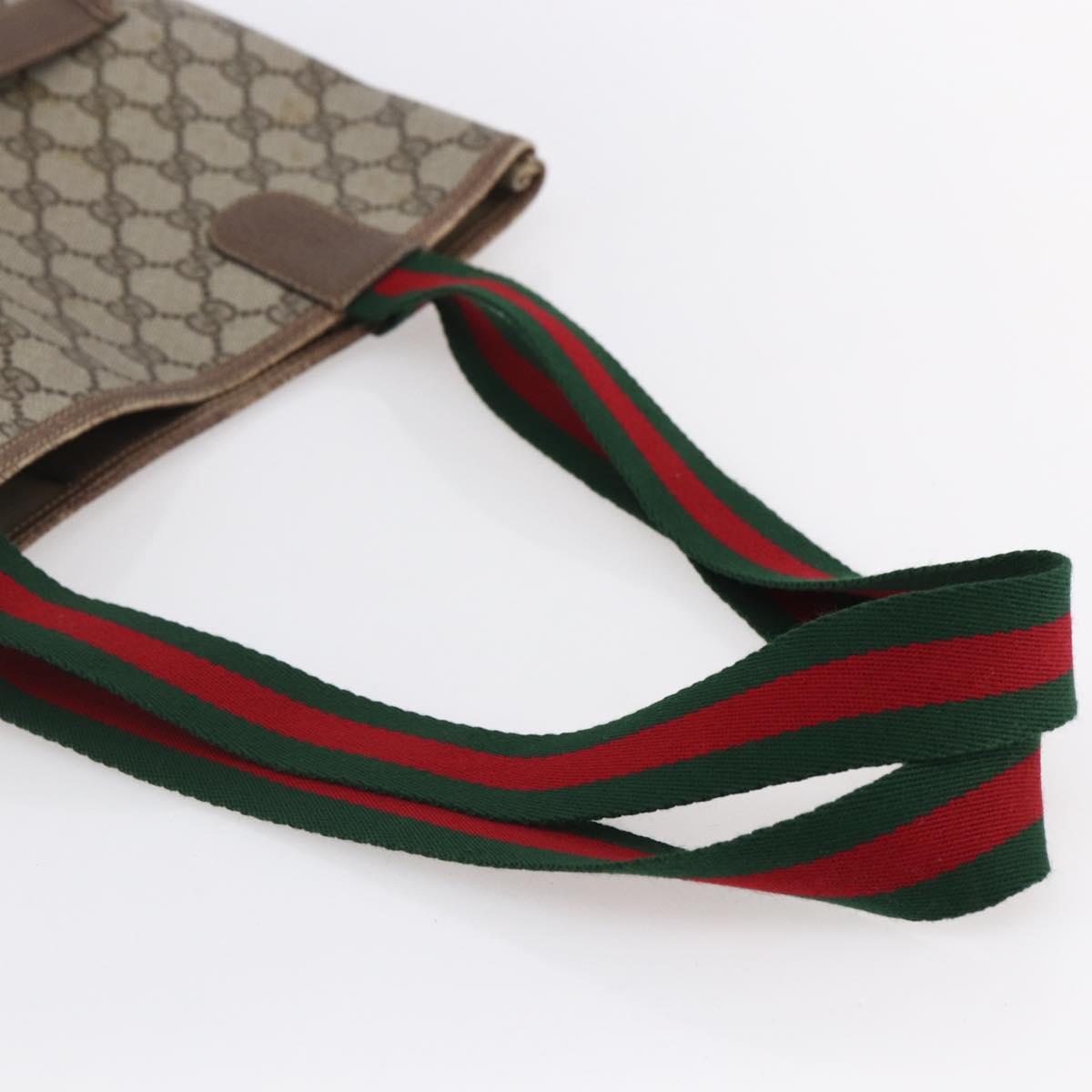 GUCCI GG Supreme Web Sherry Line Tote Bag PVC Beige Red 39 02 003 Auth 153072