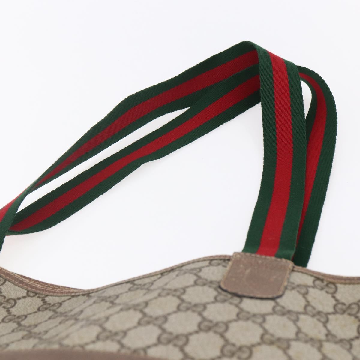 GUCCI GG Supreme Web Sherry Line Tote Bag PVC Beige Red 39 02 003 Auth 153072