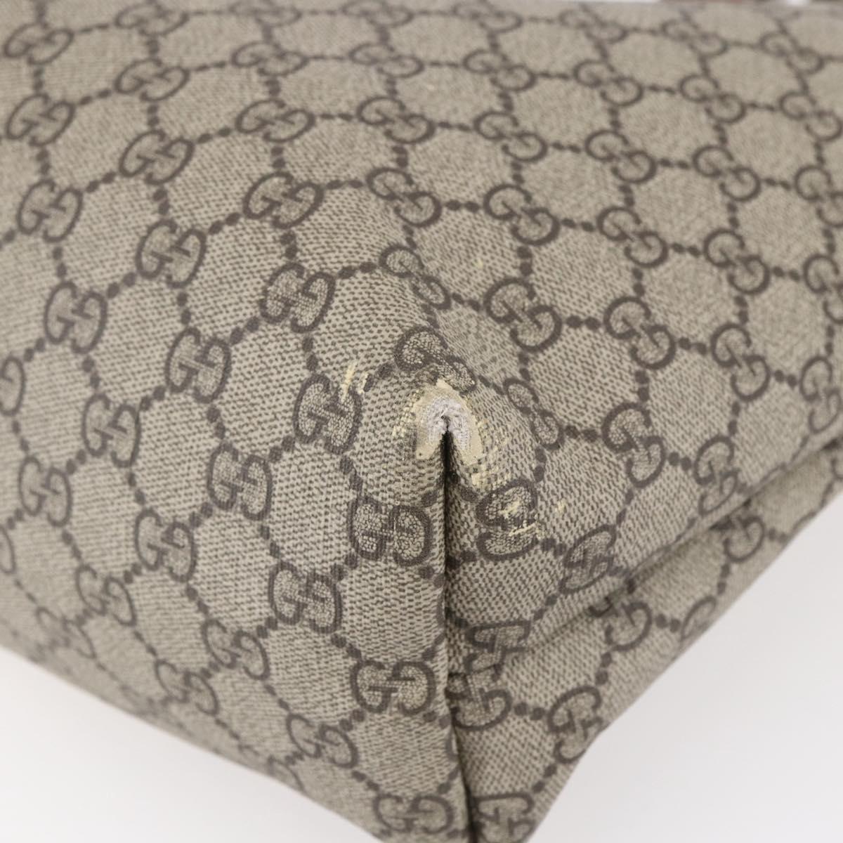 GUCCI GG Supreme Web Sherry Line Tote Bag PVC Beige Red 211134 Auth 153074