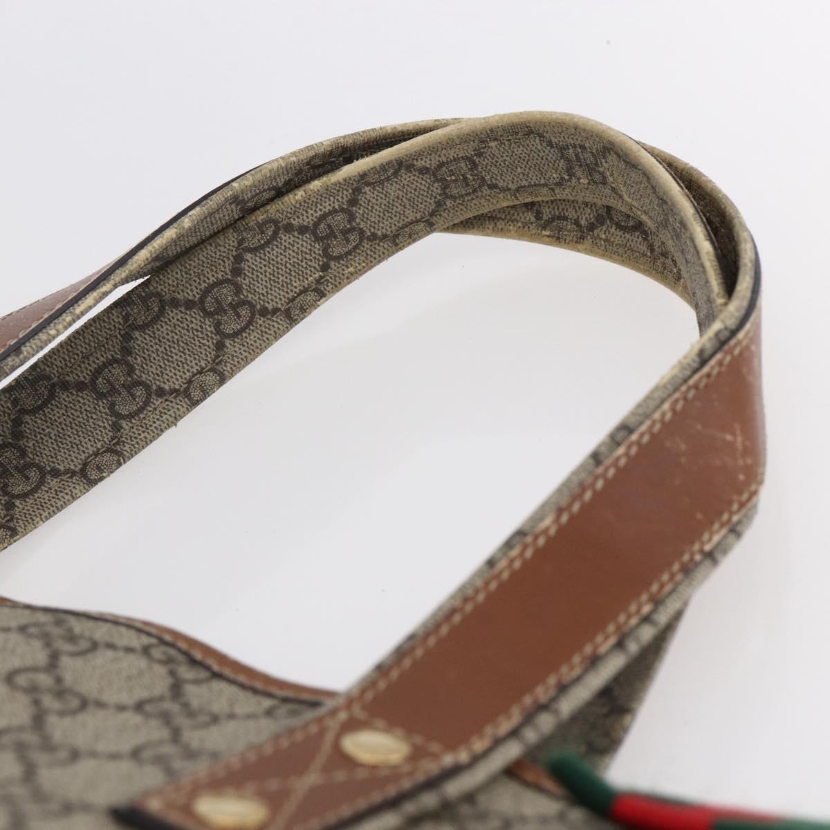 GUCCI GG Supreme Web Sherry Line Tote Bag PVC Beige Red 211134 Auth 153074