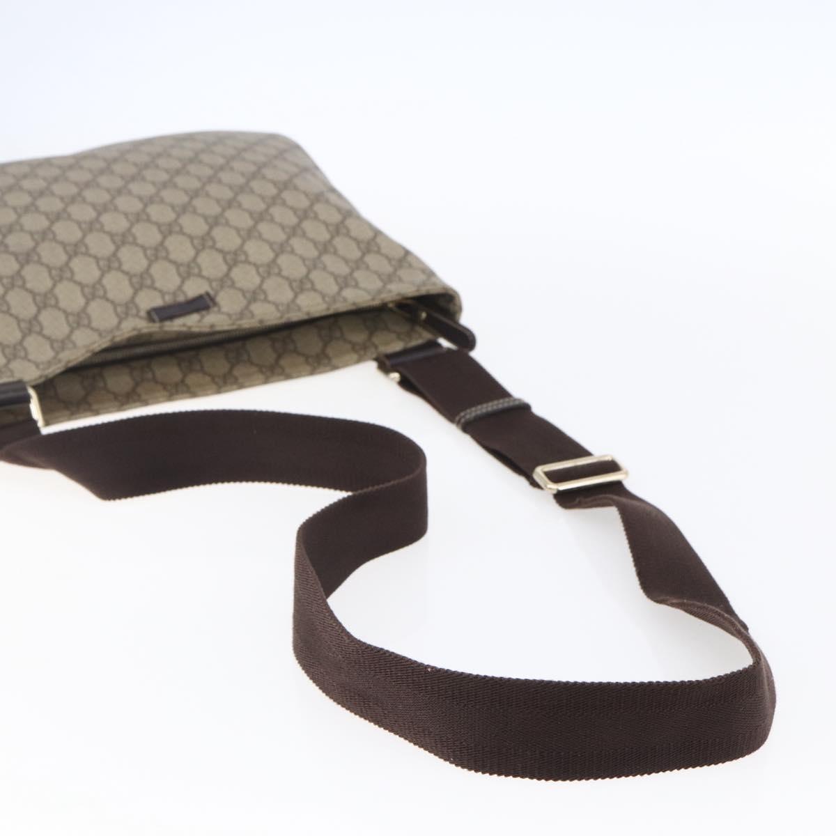 GUCCI GG Supreme Shoulder Bag PVC Beige Gold 201446 Auth 153075