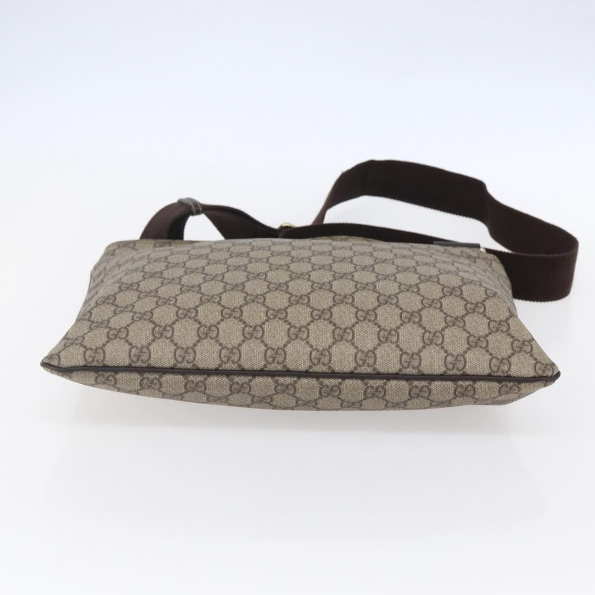 GUCCI GG Supreme Shoulder Bag PVC Beige Gold 201446 Auth 153075
