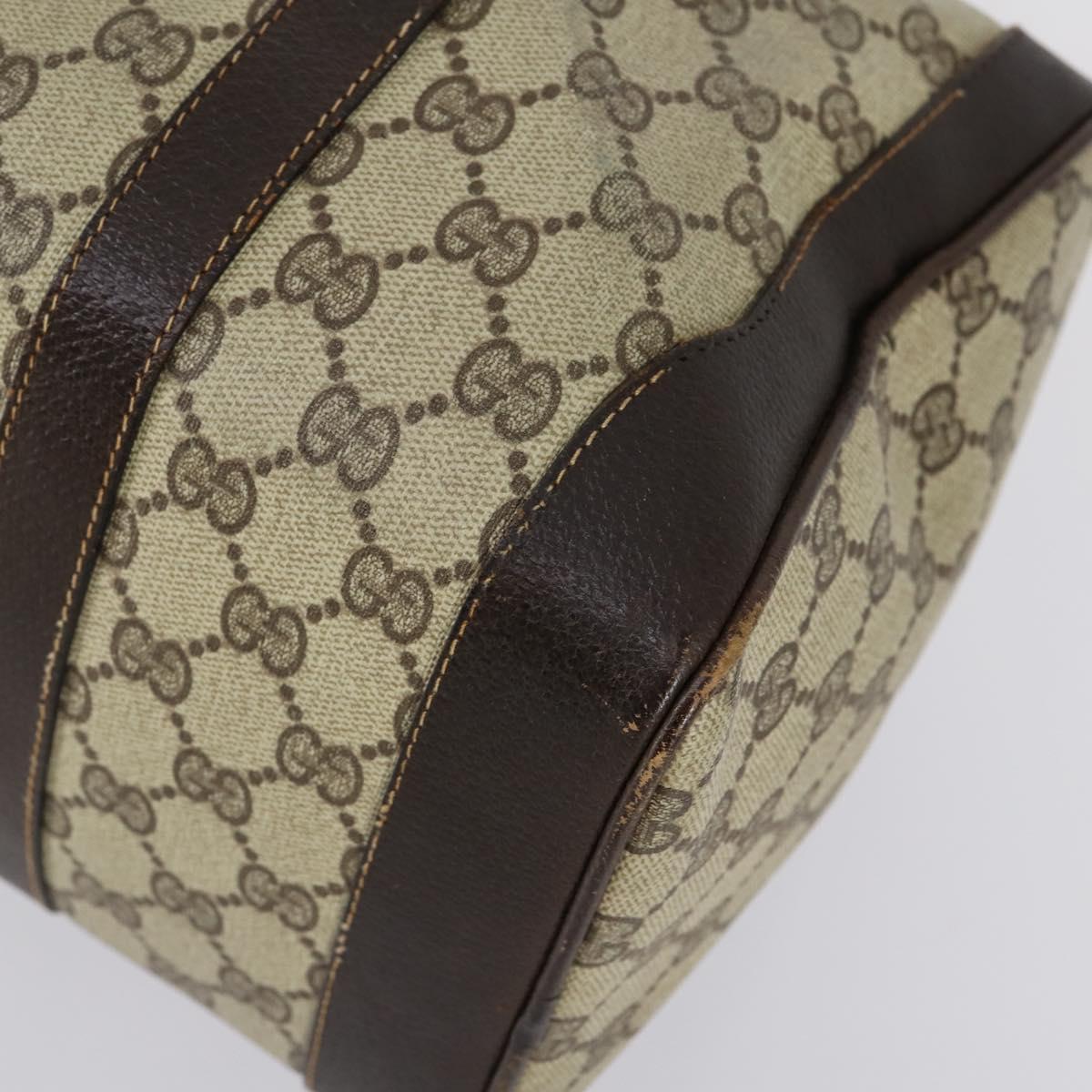 GUCCI GG Supreme Web Sherry Line Hand Bag PVC Beige Gold Auth 153076