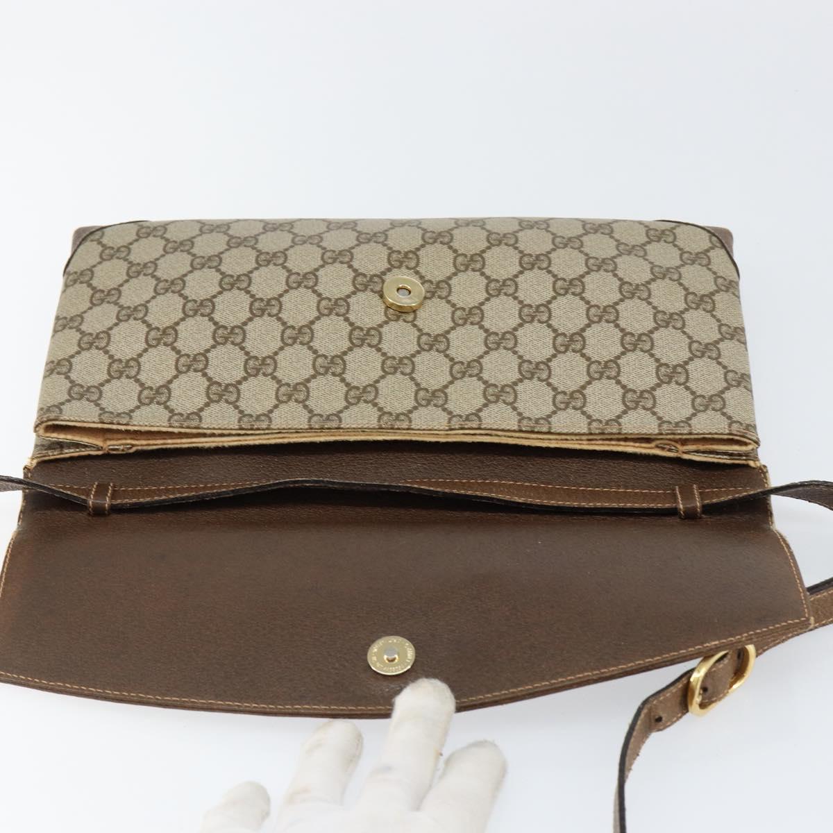 GUCCI GG Supreme Shoulder Bag PVC Beige Gold 56 02 504 Auth 153077